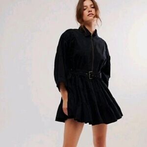 Free People Hampton Black Cotton Mini Dress – Size S/P